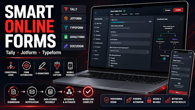 design tally, jotform or typeform online forms with logic