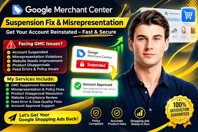 fix google merchant center suspension and misrepresentation