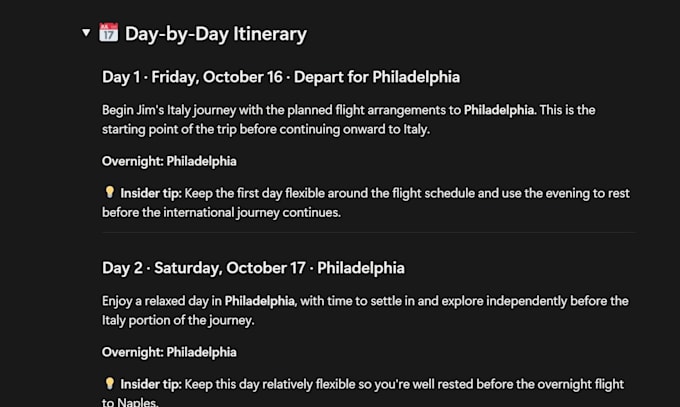 create a personalized travel itinerary for your trip