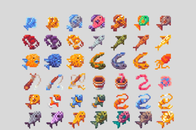 create pixel art icons, items object, logo, UI, textures for games and minecraft