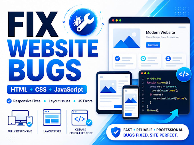 fix HTML CSS javascript responsive website issues