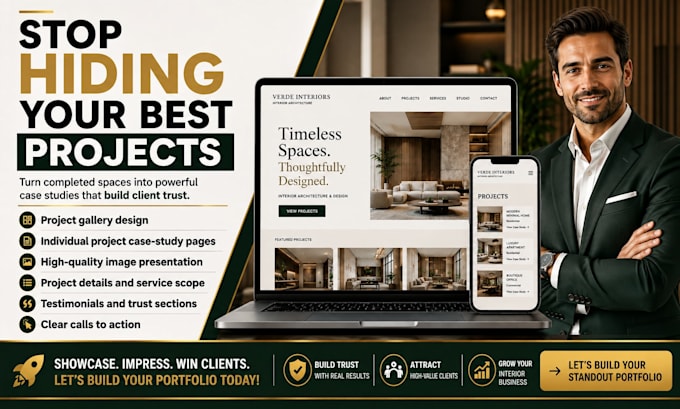design squarespace portfolio website for interior architects