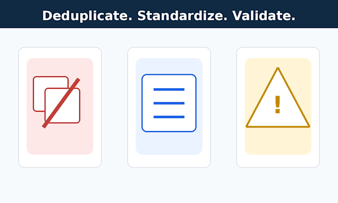 clean, match, remove duplicates, and validate excel or CSV data