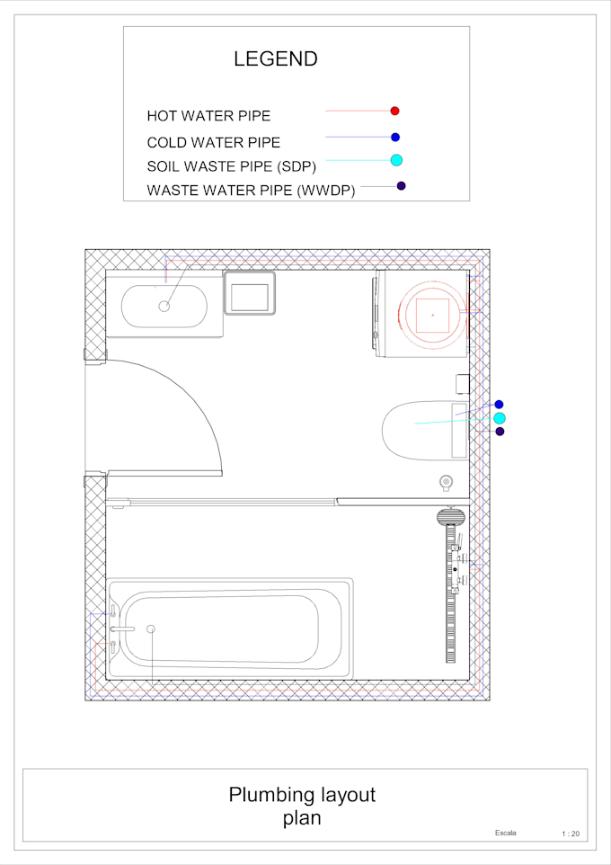 design a modern bathroom with 2d floor plan