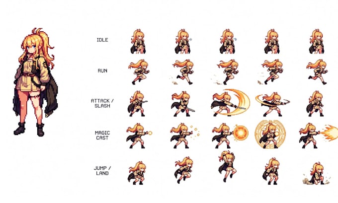 create pixel art amination 2d sprite sheet pixel game art sprite sheet rpg game