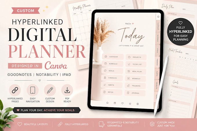 create minimalist hyperlinked digital planner