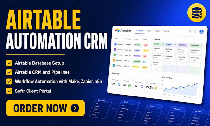 setup airtable database, softr webapp design n8n API make com zapier adalo glide