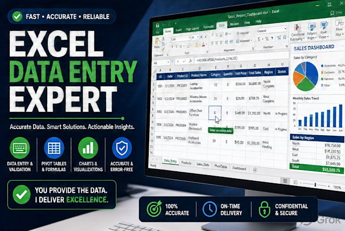 be your professional virtual assistant for excel data entry