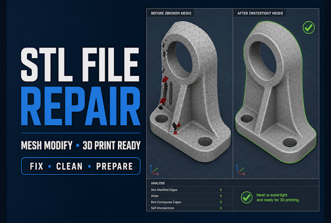 do stl file repair mesh modify 3d printing preparation model repair error fixing