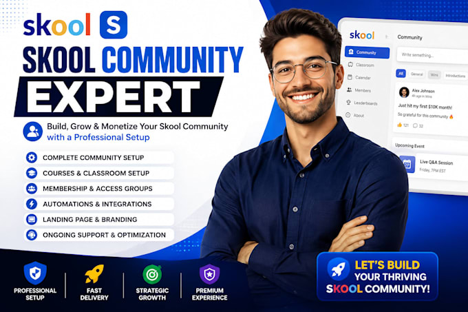setup skool community, online course and membership