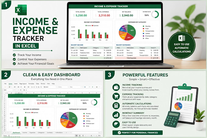 create a professional income and expense tracker in excel