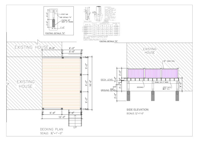 design deck, pergola, patio or porch  permit drawings blueprint