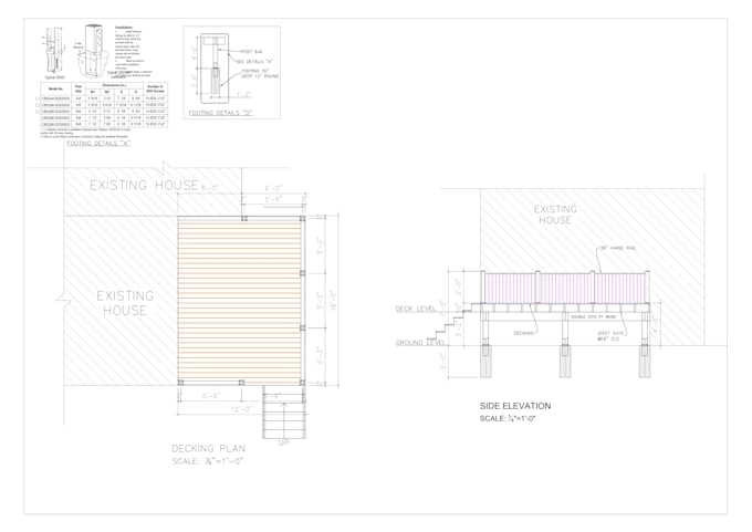 create 2d deck permit plans and drawings in autocad