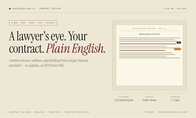 review your contract and explain the risks in plain english
