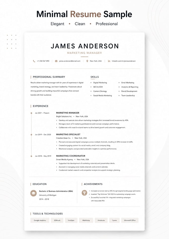 design a professional modern resume