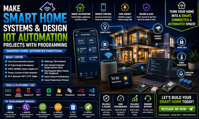 make smart home systems and design iot automation projects with programming