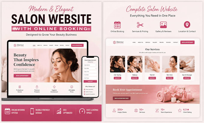 design a salon website with online booking and appointment system