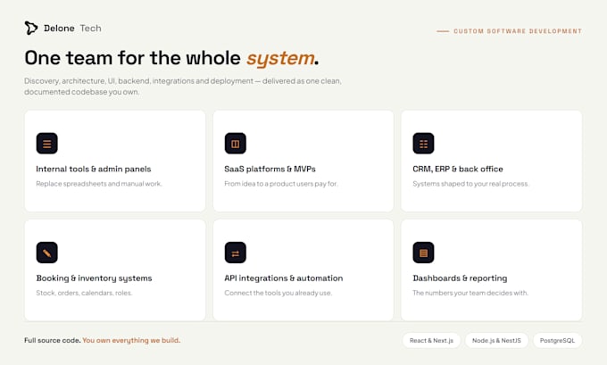 develop custom business software, saas platforms and internal tools