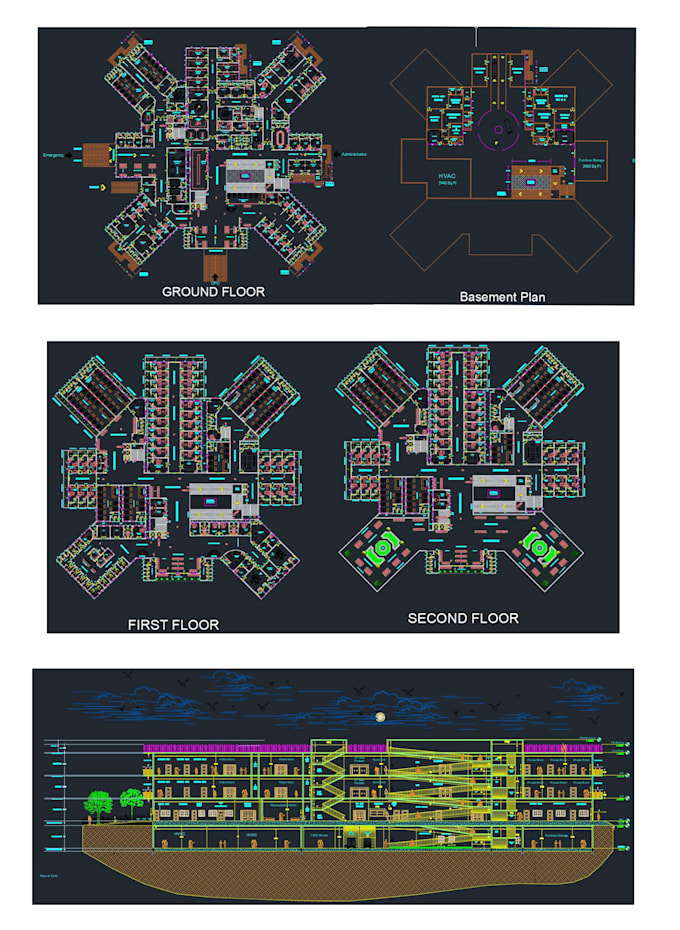 make detailed 2d drawings with interior layout