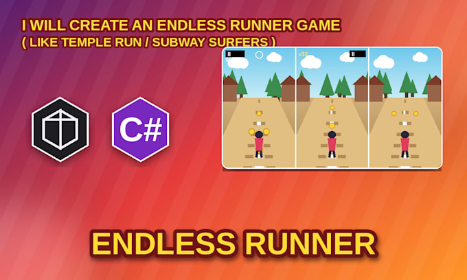 develop a 3d endless runner game in unity like temple run