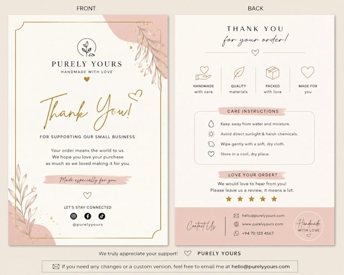 design a professional packaging insert card for your brand