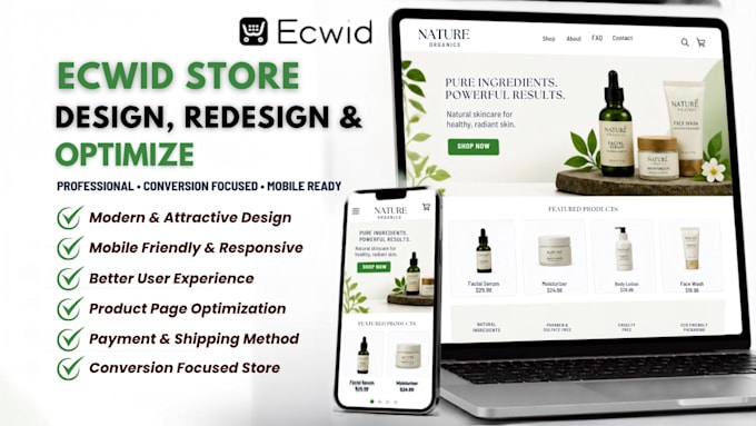 design, redesign and optimize ecwid ecommerce store for better conversions