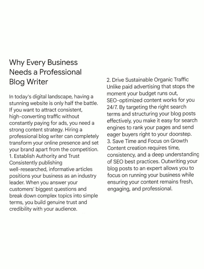 write SEO optimized blog posts and engaging articles