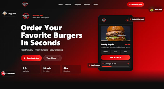 develop a custom food ordering and management system