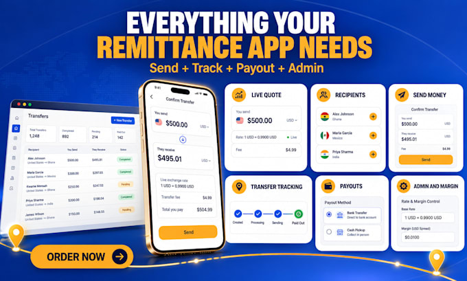 build a remittance money transfer web and mobile app platform