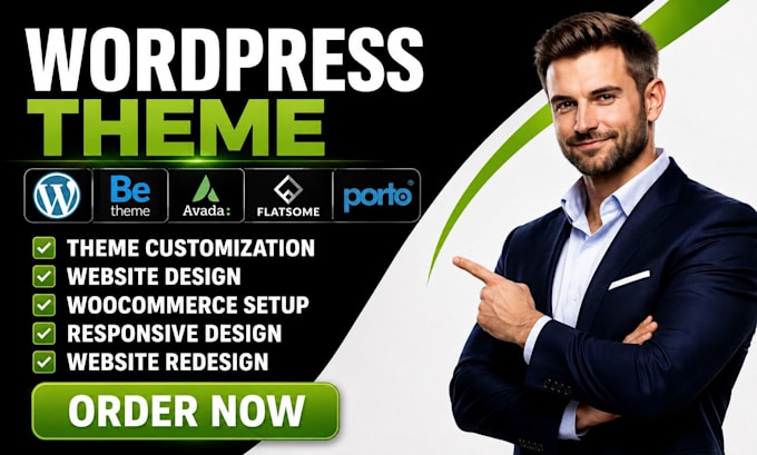 customise and design betheme, avada, flatsome or porto theme wordpress website