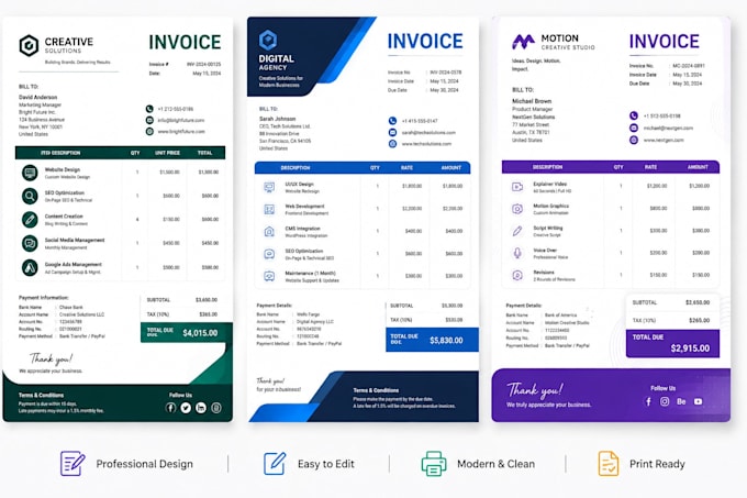 design professional custom invoices for your business