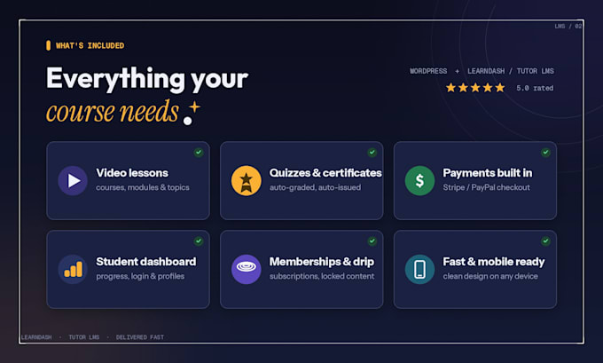 build wordpress lms website with learndash or tutor lms for elearning