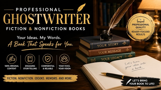 ghostwrite fiction and nonfiction book as ghostwriter,