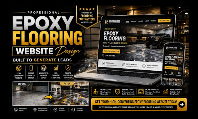 build lead generating epoxy flooring wordpress website for flooring business