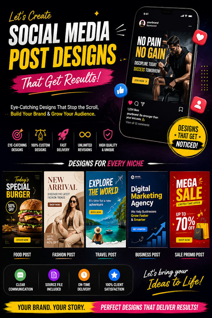 create eye catching design for your social media