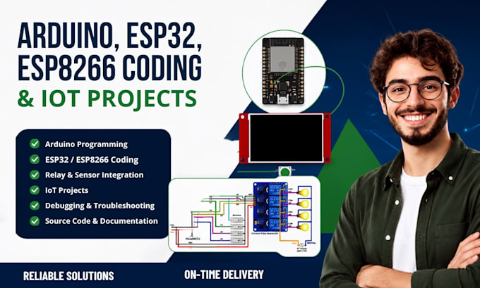 do arduino programming, esp32, stm32, esp8266 coding and iot projects