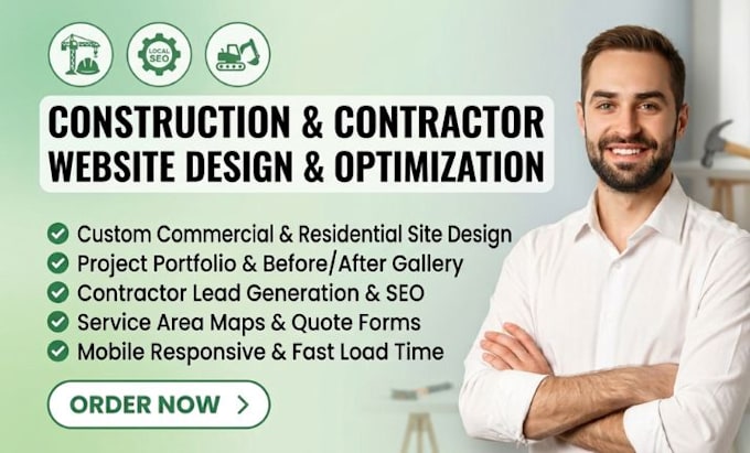 design construction, contractor, roofing, or handyman website
