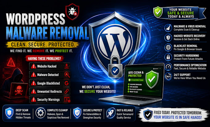 wordpress security, malware removal wordpress malware blacklist removal, hacked