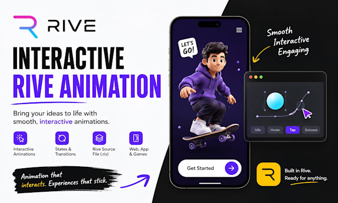create interactive rive animation for web and app