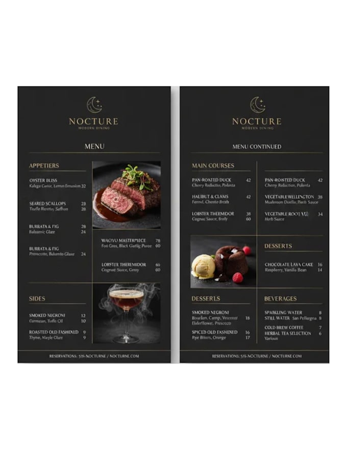 premium restaurant menu design
