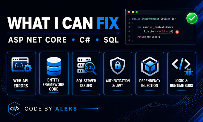 fix asp net core c sharp API and ef core bugs