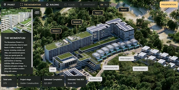 create interactive 360 virtual tour and real estate web presentation