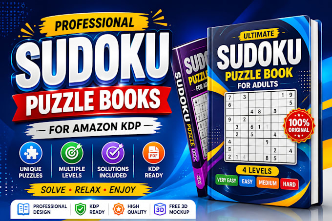 create sudoku and maze puzzle book cover and interior for amazon KDP