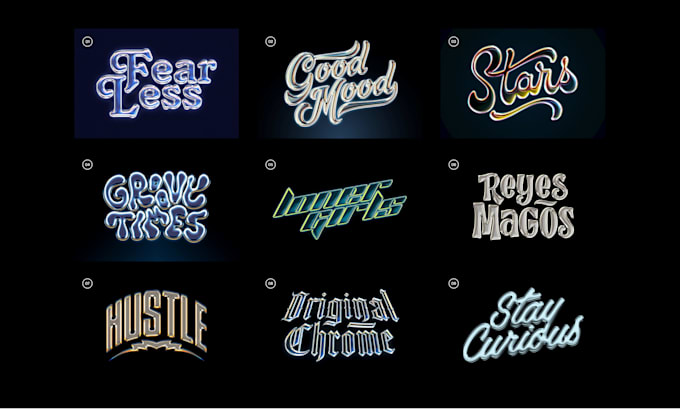 design custom 3d chrome typography and y2k metallic text effects