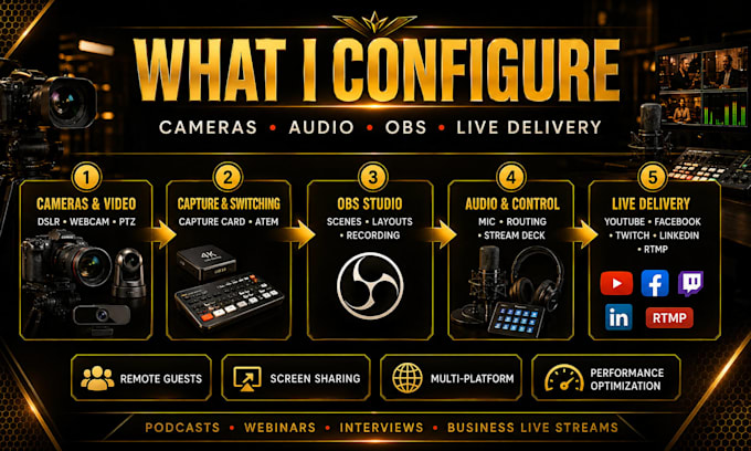 set up a multi camera podcast and live stream