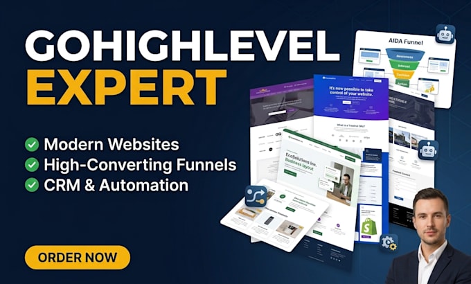 build gohighlevel sales funnel, setup website, create ghl automations