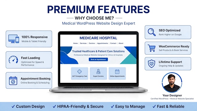 design a luxury medical clinic wordpress site with booking