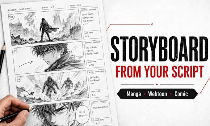 create manga webtoon and comic storyboard panels from your script