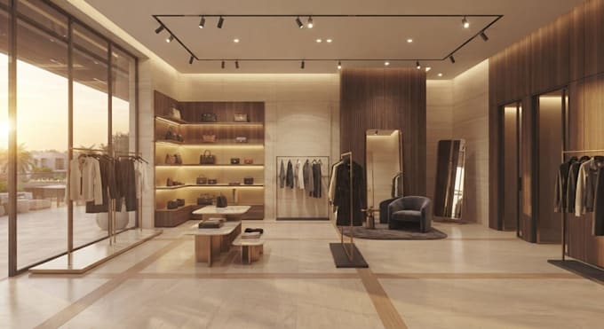 design and renovate showroom interior, storefront, floor plan and 3d rendering