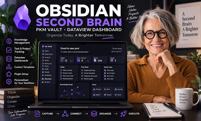 setup obsidian second brain with pkm vault and dataview productivity dashboard